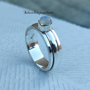 Moonstone Ring, Worry Ring, 925 Silver Ring, Women Ring, Spinner Ring, Moonstone Natural , Bohemian Ring, Gemstone Ring, Dainty Ring, Gift