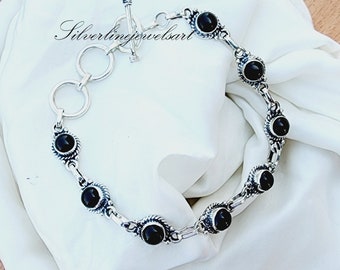 Pulsera De Plata De Ley 925 Maciza De 7.5 Pulgadas De