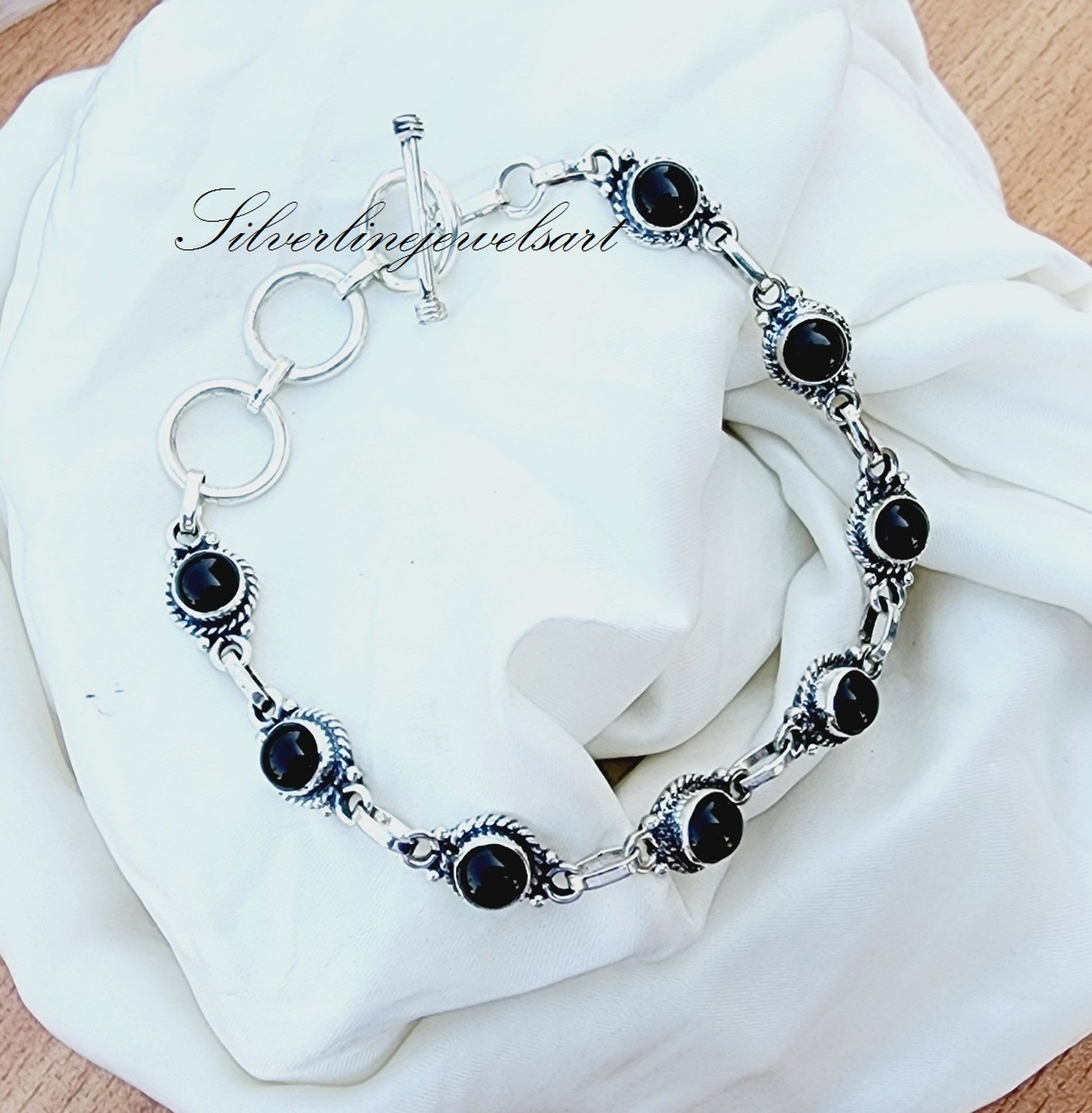●BLACKPURPLE● [silver925] Money Keeper Onyx Bracelet Black Onyx Bracelet, Handmade Bracelet, 925 Sterling Silver