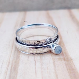 Moonstone Ring, Worry Ring, 925 Silver Ring, Women Ring, Spinner Ring, Natural Moonstone, Bohemian Ring, Gemstone Ring, Dainty Ring, Gift