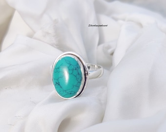 Handmade Turquoise Ring: 925 Sterling Silver Gemstone Band