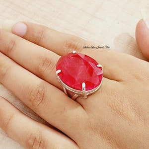 Handmade Kashmir Ruby Ring: 925 Sterling Silver Band
