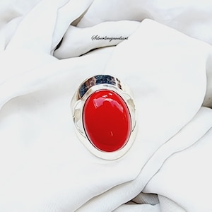 Coral Ring, Natural Coral Worry Ring, 925 Silver Ring, Women Ring, Band Ring, Bohemian Ring, Gemstone Ring, Dainty Ring, Gift, Jewelry.