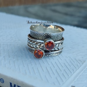 Garnet Ring, Spinner Ring, Spinner Ring, Beautiful Ring, Anxiety Ring, 925 Sterling Silver, Worry Ring, Christmas Gift, Concentration Ring