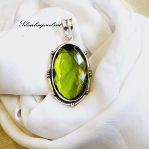 Peridot Pendant,  925 Sterling Silver, Handmade Jewelry, Flashy Peridot , Women Pendant, All Occasion Gift, Peridot Gemstone, Gift for her.