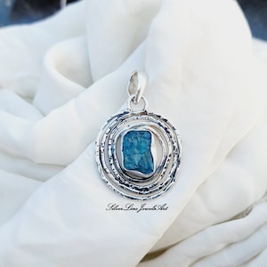 Aquamarine Diamond Pendant | Sterling Silver | Natural Chakra Healing Meditation Stones Handmade Natural Bridesmaid Christmas Gift