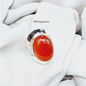 Handmade Carnelian Ring, 925 Silver Ring, Women Ring, Band Ring, Bohemian Ring, Gemstone Ring, Dainty Ring, Gifts, Halloween Gifts, Jewelry.
