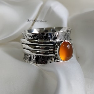 Carnelian Ring, 925 Silver Ring, Spinner Ring, Handmade Ring, Natural Carnelian, Worry Ring, Women Ring, Bohemian Ring, Gemstone Ring, Gift
