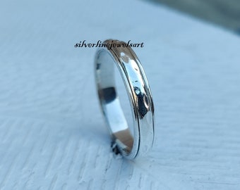 Beautiful Hammered Spinner Ring, Handmade Ring, Anxiety Ring, 925 Sterling Silver, Worry Ring, Fidget Ring,Christmas Gift,Concentration Ring