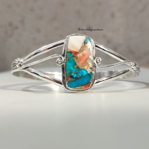 Oyster Copper Turquoise Bangle , 925 Sterling Silver Bangle , Handmade Bangle , Gift for Women , Natural Gemstone Bangle , Gift