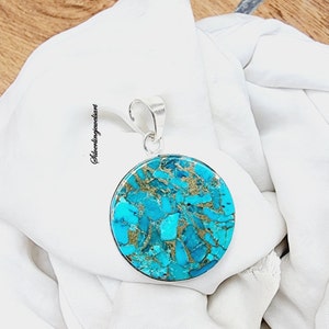 Handgjort runt turkoshänge: Boho 925 sterlingsilver