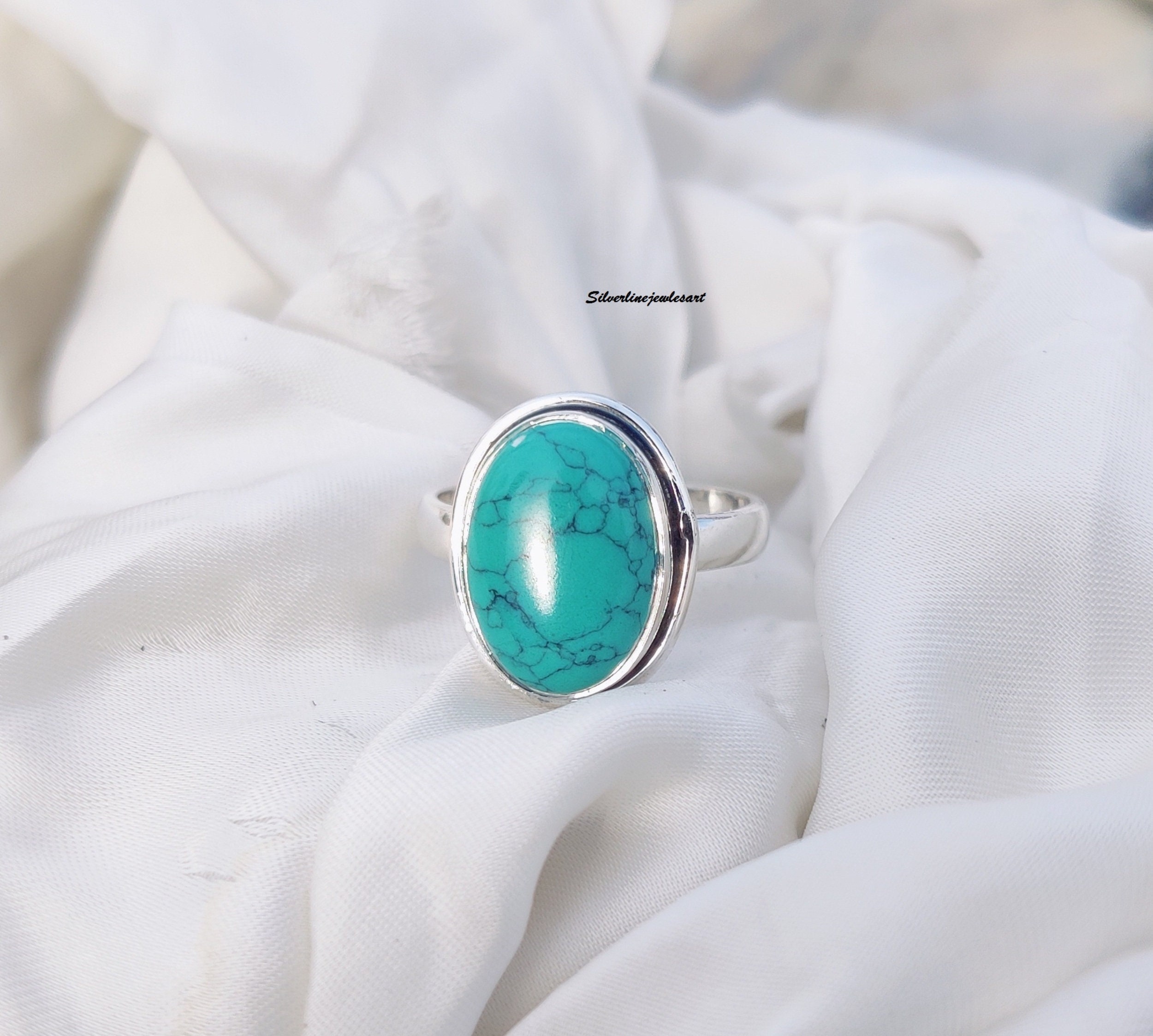 Handmade Turquoise Ring: 925 Sterling Silver Gemstone Band - Etsy