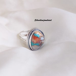 Specific Oyster Copper Turquoise Ring , 925 Sterling Silver Ring , Wedding Ring , Promise Ring , Gift , Silver Jewellery, Gift for her