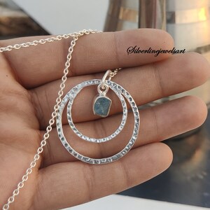 Rough Aquamarine Pendant: Sterling Silver Healing Stone Necklace
