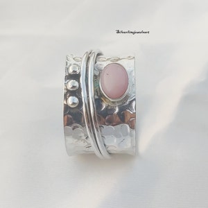 Pink Opal Gemstone Ring, Spinner Ring, 925 Sterling Silver Ring, Natural Opal, Opal Jewellery, Handmade Ring, Women Ring, All Occasion Gift