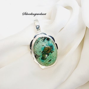 Handmade Tibetan Turquoise Pendant: Sterling Silver Charm