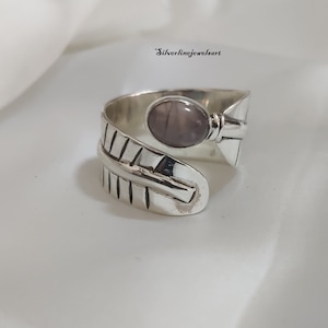 Rosenquarz Ring, Edelstein Silberring, einzigartiges Design, 925 Sterlingsilber, glatter Ring, ovaler Edelstein, handgemachter Ring, Frauenring, Geschenk