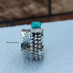 Turquoise Ring, Spinner Ring, Anxiety Ring, Beautiful Ring, 925 Sterling Silver, Worry Ring, Fidget Ring, Christmas Gift, Concentration Ring