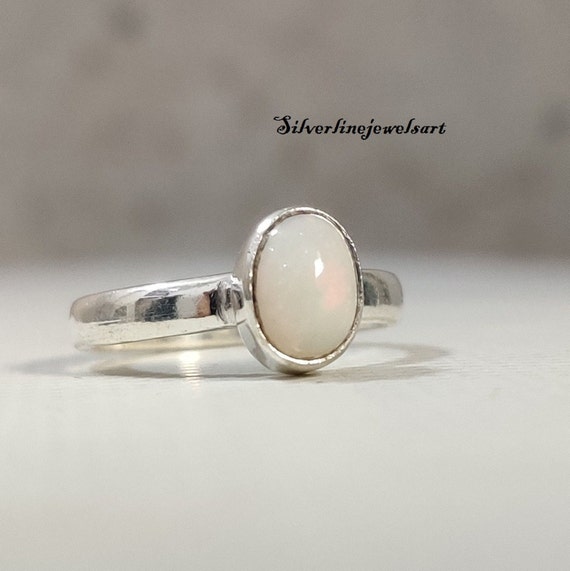 Natural Opal Ring, Gemstone Ring,, Sterling Silver Ring