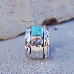 Sterling Silber Türkis Spinner Ring: Angst Zappeln Ring
