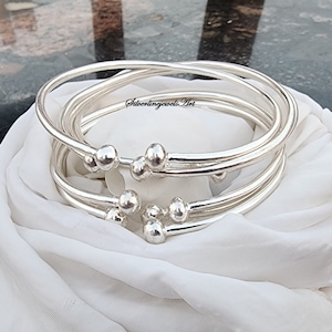Silver Bangles, 7 Set Of Bangles, Set Of Bangles, Silver Bangle, 925 Silver Sterling Bangle, Flower Bangle, Women Bangles, Set Of Bangle