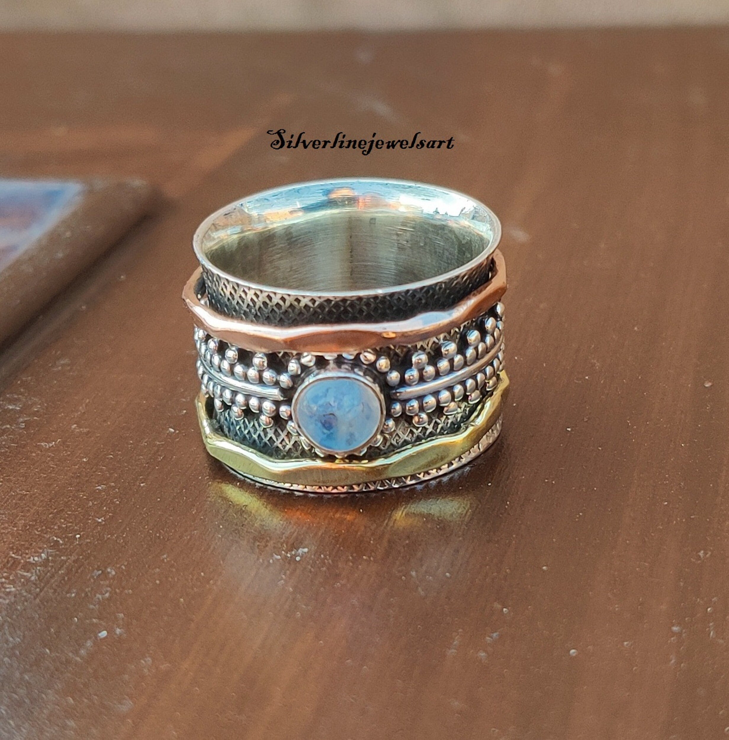 Moonstone Spinner Ring 925 Sterling Silver Ring Handmade Ring All Size EB-145