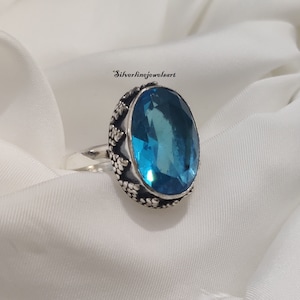 Handmade Sterling Silver Blue Topaz Ring: Designer Gemstone Jewelry
