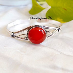 Karneol Armreif, Frauen Armreif, 925 Silber Armreif, handgemachter Armreif, natürlicher Karneol, Edelstein Armreif, Karneol Schmuck, Statement Armreif