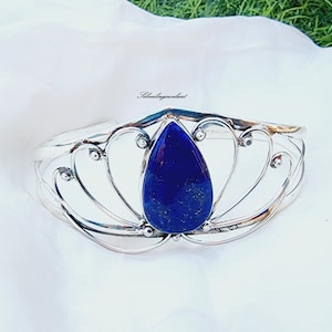 Lapis Lazuli Bangle, 925 sterling silver, Handmade Bangle, Natural Lapis , Silver Jewellery, Handmade Bangle, Finished bangle, Gift for her.