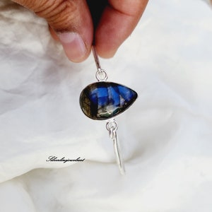 Natural Labradorite Bangle, 925 STERLING SILVER, Handmade Bangle, Silver Bangle, Unique Bangle, Finished Bangle, Marvellous Bangle,Gift item