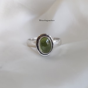 Handmade Natural Peridot Ring: 925 Sterling Silver Gemstone Ring