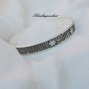 Sterling Silver Floral Vine Bangle Bracelet, Sterling Silver Bangle Bracelet,  Bangle for Her/him, Handmade Bangles for Gift on Christmas
