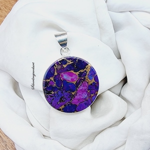 Purple Copper Turquoise Pendant: Handmade Sterling Silver Jewelry