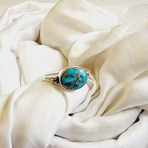 Handmade Blue Copper Turquoise Ring: 925 Sterling Silver Minimalist Jewelry