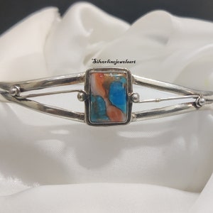 Oyster Copper Turquoise Bangle , 925 Sterling Silver Bangle , Handmade Bangle , Gift for Women , Natural Gemstone Bangle , Gift for friends
