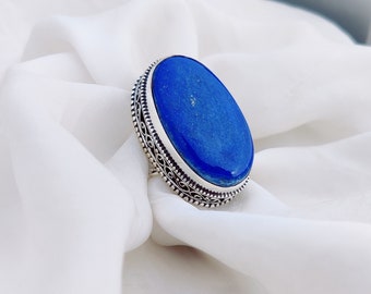 Stunning Lapis Lazuli Ring, 925 Sterling Silver, Gemstone Ring, Silver Ring For Women, Gift For Her, All Occasion Gift, summer jewelry