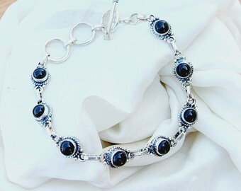 Black Onyx Bracelet, Handmade Bracelet, 925 Sterling Silver
