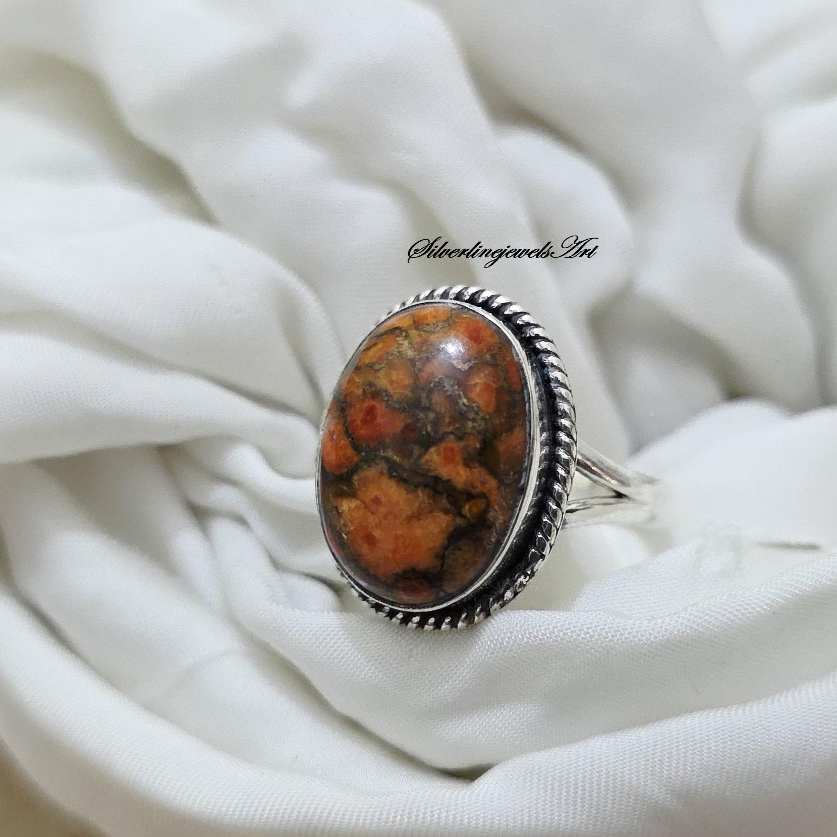 SILVER925 ORANGE STONE DESIGN RING/リング Orange Gemstone Ring: Handmade 925 Sterling Silver Ring - Etsy
