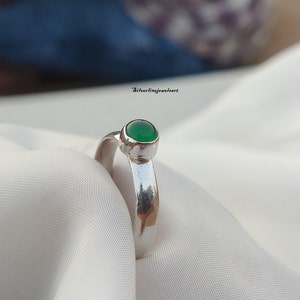 Handmade Simple Emerald Ring: 925 Sterling Silver Band