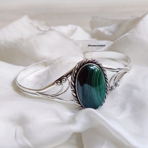 Malachite Bangle, 925 Sterling Silver, handmade Bangle, natural gemstone, silver jewellery,Friendship Gift,Amazing Bangle, Fresh able Bangle
