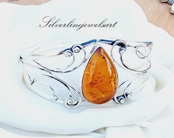 Bracelet Jonc Ancien En Bakélite Ambre - Style Rétro - Fabriqué En France