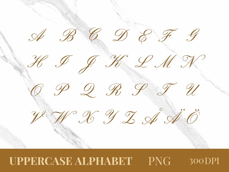 Gold Glitter Cursive Letters Clipart: PNG Alphabet, Numbers, Symbols ...