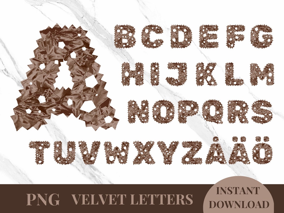 Soft Velvet Letters Clipart, Camel Tone Alphabet, Fabric Effect Letters ...