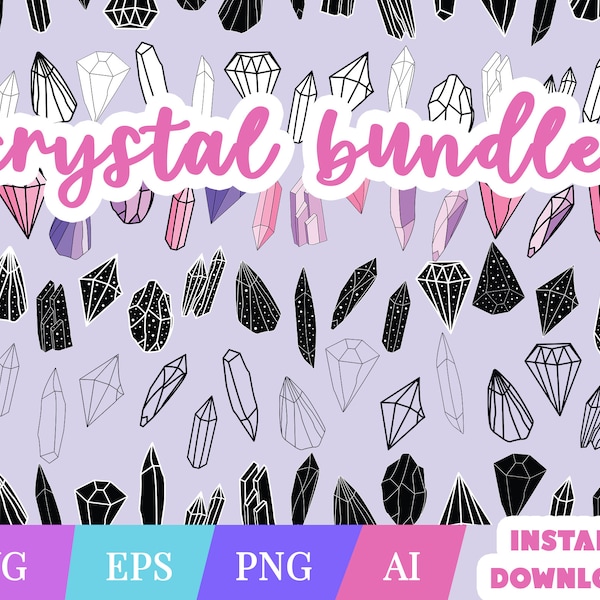 Crystal SVG Bundle, Simplistic Clipart, Cut File, Cricut Celestial Gemstones, Commercial Use, Print on Demand, EPS, PNG, Vector design