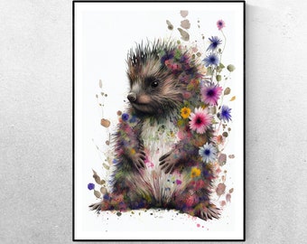Abstract Porcupine Art Print - Unique Quill Texture Wall Decoration, Modern Wildlife Home Decor, Whimsical Animal Illustration