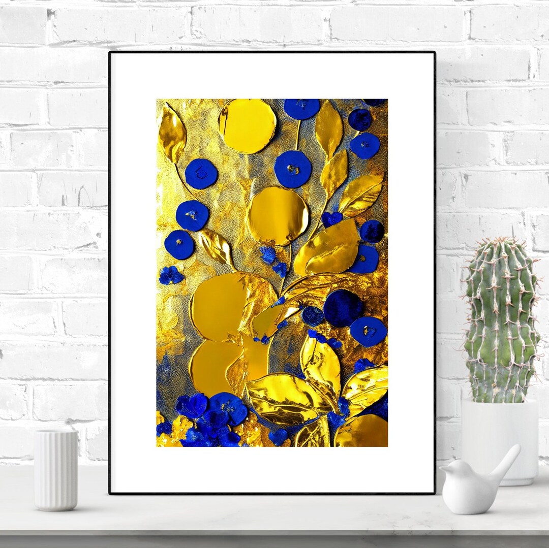 Realistic Gold/ Blue Texture Posters, Fine Wall Art, 3D Wall Decoration