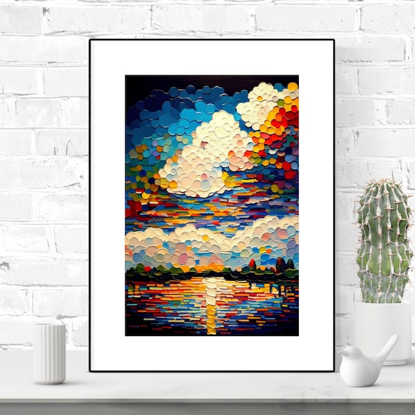 Chic SkyCloud Geometric Poster - Abstract Landscape Wall Art for Modern Home & Office Decor, Digital Download