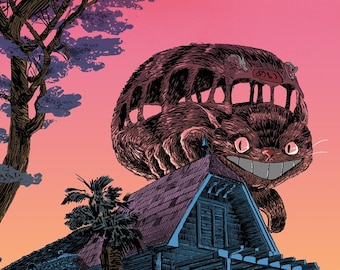 Miyazaki Studio Ghibli „Catbus“ Totoro 18x24 Indigodruck