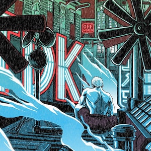 Blade Runner &quot;Tears in Rain&quot; 12x24 Indigo Print