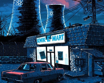 Simpsons "Night Falls on the SNPP" Kwik-E-Mart 16x20 Silk Screen Print